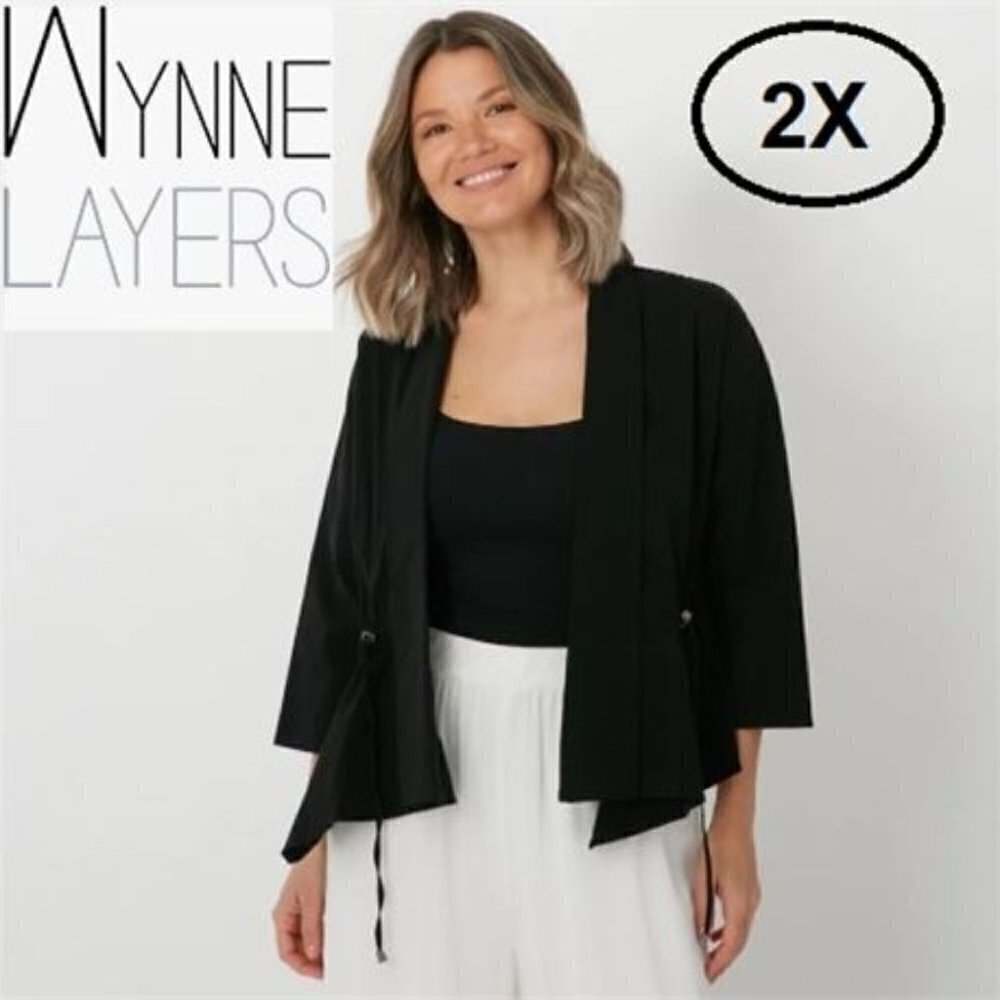 🩷 WynneLayers, Women's Shawl Collar Jacket in Black. Size: 2X. NIB